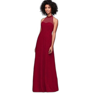 Allover Lace A-Line women long Dress F19635 color apple, red, XS